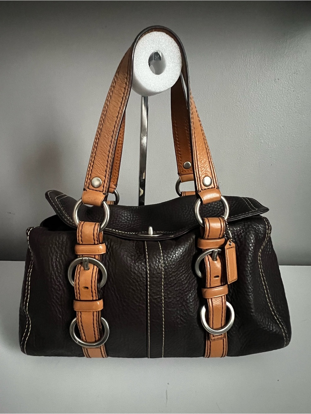 Coach Chelsea Satchel Brown Pebbled Leather F12334